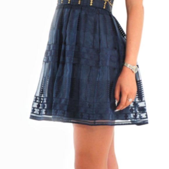 SASS AND BIDE  “CITY OF LIGHTS" NAVY AND GOLD DRESS US SIZE 6 - Picture 4 of 13